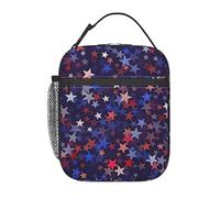 AYYQWE Red Blue Stars American Print Borsa per il pranzo alla moda pratica isolata per pasto Tote pesca scuola uffici spiagge