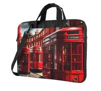 AYYQWE Red London Street Print Elegante borsa per laptop per donne uomini portatile monospalla viaggio ufficio business, Nero , 15.6 inch