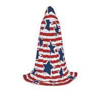 AYYQWE Red White Star Stripe Flag Print Carnevale Con Cappuccio Mantello Cosplay Mantello Costume Per Festival Eventi Feste All'aperto Celebrazioni