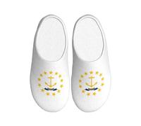 AYYQWE Rhode Island State Flag Print Adulto Unisex Casa Morbido TPR Pantofole Accoglienti Suola Antiscivolo Casa Viaggi Flanella Interno