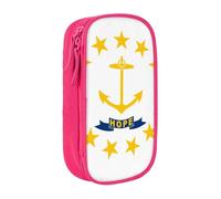 AYYQWE Rhode Island State Flag Print Pratico astuccio multi-scomparto per ufficio viaggi scuola arte forniture quotidiane, rosa, Taglia unica, Con tasca per il