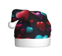AYYQWE Romantico cappello di Natale rosso con stampa a forma di cuore per uomini e donne cappello di Babbo Natale per feste di festa decorazioni