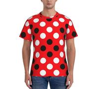 AYYQWE rosso bianco Polka dot stampa moda uomo manica corta t-shirt palestra usura traspirante allenamento estate casual gita, Nero , XXL
