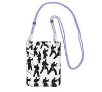 AYYQWE Silhouettes of Martial Arts Print Slim Phone Crossbody Bag multiuso Sling Wallet per viaggi corsa uso quotidiano, Viola, Taglia unica