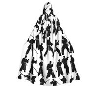 AYYQWE Silhouettes Of Martial Arts Stampa Halloween Mantello con cappuccio Unisex Adulto Mantello per Carnevale Cosplay Festival Feste