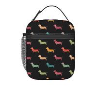 AYYQWE Simpatico bassotto stampa alla moda borsa per il pranzo pratica borsa termica per pasto tote pesca scuola uffici spiagge
