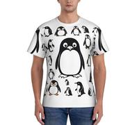 AYYQWE Simpatico pinguino stampa moda uomo manica corta t-shirt palestra usura traspirante allenamento estate casual gita, Nero , 3XL