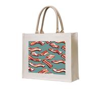 AYYQWE Streaky Bacon Pattern Print Elegante Tote Bag Riutilizzabile Shopping Eco-Friendly Tela Viaggi All'aperto Tutti i giorni