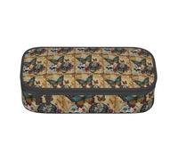 AYYQWE Sugar Skulls - Astuccio versatile per studenti, con stampa di farfalle, 20 x 5 x 9,4 cm, per scuola, ufficio, Nero , Taglia unica