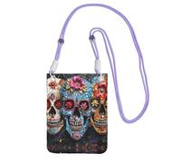 AYYQWE Sugar Skulls - Borsa a tracolla sottile per telefono, multiuso, per viaggi, corsa, uso quotidiano, Viola, Taglia unica