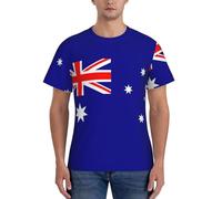 AYYQWE T-shirt da uomo a maniche corte con stampa bandiera australiana abbigliamento da palestra traspirante allenamento estivo casual gita, Nero , M