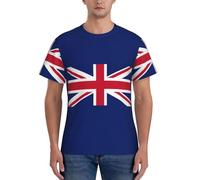 AYYQWE T-shirt da uomo a maniche corte con stampa bandiera britannica, traspirante, per allenamento, estate, casual, Nero , S