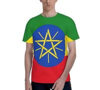 AYYQWE T-shirt da uomo a maniche corte con stampa bandiera dell'Etiopia, morbida, casual, per ufficio, palestra, estate, ufficio, ambienti, Nero , S