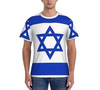 AYYQWE T-shirt da uomo a maniche corte con stampa bandiera israeliana abbigliamento da palestra traspirante allenamento estivo casual gita, Nero , S