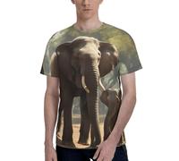 AYYQWE T-shirt da uomo a maniche corte con stampa elefante, morbida, casual, per ufficio, palestra, estate, ufficio, ambienti, Nero , L
