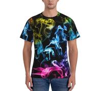 AYYQWE T-shirt da uomo a maniche corte con stampa fumo, colorata, traspirante, per allenamento, estate, casual, uscite, Nero , S