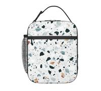 AYYQWE Terrazzo marmo pastello stampa moda pranzo borsa pratica isolata pasto tote pesca scuola ufficio spiagge