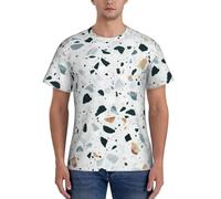 AYYQWE Terrazzo marmo stampa pastello moda uomo manica corta t-shirt palestra usura traspirante allenamento estate casual gita, Nero , L