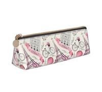 AYYQWE The Paris Tower and a Bicycle Print Student Pencil Case Large Capacity Triangle Pouch Zip Pen Makeup School College, bianco, Taglia unica