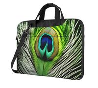 AYYQWE Verde Piuma di Pavone Stampa Elegante Borsa Del Computer Portatile Per Le Donne Degli Uomini Portatile Monospalla Viaggio U, Nero , 15.6 inch