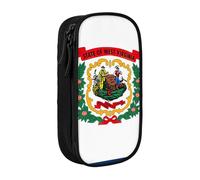 AYYQWE West Virginia State Flag Print Pratico astuccio multi-scomparto ufficio viaggi scuola arte forniture quotidiane, Nero , Taglia unica, Con tasca per il