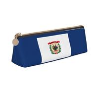 AYYQWE West Virginia State Flag Print Student Pencil Case Grande Capacità Triangolo Pouch Zip Pen Makeup School College, bianco, Taglia unica