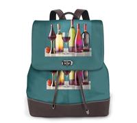 AYYQWE Zaino da donna con stampa senza bottiglie di bicchieri da cocktail e vino, elegante, versatile, per shopping, uso quotidiano, viaggi, lavoro