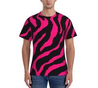 AYYQWE Zebra Tigre Leopardo Rosa Stampa Moda Uomo Manica Corta T-shirt Abbigliamento Palestra Traspirante Allenamento Estate Casual Outing, Nero , 3XL