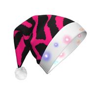 AYYQWE Zebra Tigre Leopardo Rosa Stampa Unisex Adulto Cappello di Natale Con Luci Led Forniture Festa di Vacanza Yuletide Decor