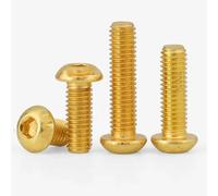 AYYSSM Placcatura in Titanio Dorato Testa Mezza Tonda Placcatura in Titanio Dorato Vite Esagonale(10mm,M4 (10Pcs))
