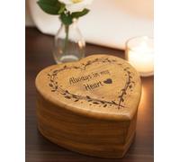 AYZCORP Urna funeraria in legno a forma di cuore incisa, urna per ceneri umane, per adulti e donne, realizzata a mano, per ceneri umane e animali domestici, urna in legno per cremazione (misura