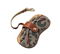 Ayztantine Custodia Occhiali Pelle 1PC PU Leather Glasses Bag Sunglasses Pouch Protector Case with Hanging Buckle for Storage Korean Clip(Black)