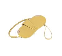 Ayztantine Custodia Occhiali Pelle Leather Sunglass Case, Glasses Cases Holder, Portable Soft Sunglasses Bag, Slim Eyeglasses Pouch Men Women with Lanyard(YELLOW)