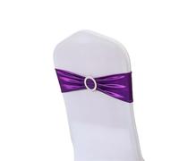 Ayztantine Fiocchi per sedie in Raso Decorazione di Nozze Sedie in Spandex Telaio Lucido Metallizzato Oro Argento Fiocco con Fibbia Rotonda for Feste Compleanno Hotel Banchetti Lusso(Purple)