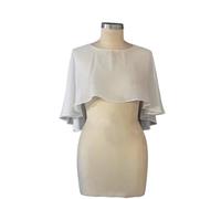 Ayztantine Scialli per Abiti da Sposa Mantella da Sposa in Morbido Chiffon - Giacca da Sposa da Sera e Scialle Corto da Donna(White)