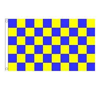 BANDIERA A SCACCHI GIALLI E BLU 90x60cm - BANDIERA SCACCHIERA GIALLA ED AZZURRA 60 x 90 cm - AZ FLAG