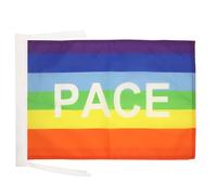 BANDIERA ARCOBALENO PACE 45x30cm - BANDIERINA PACE - RAINBOW FLAG 30 x 45 cm cordicelle - AZ FLAG
