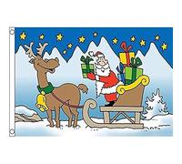BANDIERA BABBO NATALE SLITTA CON RENNA 150x90cm - BANDIERA AUGURI DI MERRY CHRIS