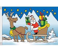 AZ FLAG Bandiera Babbo Natale Slitta con Renna 90x60cm - Bandiera Auguri di Merry Christmas 60 x 90 cm