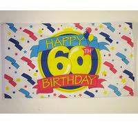 AZ FLAG Bandiera Buon Compleanno 60 Anni 90x60cm - Bandiera Auguri Anniversario - Happy Birthday 60 x 90 cm