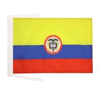 BANDIERA COLOMBIA CON STEMMA 45x30cm - BANDIERINA COLOMBIANA CON BLASONE 30 x 45 cm cordicelle - AZ FLAG