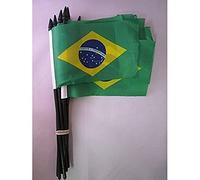 AZ FLAG Bandiera con Asta Brasile 15x10 cm Poliestere Leggero Asta