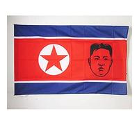 BANDIERA COREA DEL NORD CON KIM JONG-UN 150x90cm - BANDIERA NORDCOREANA 90 x 150 cm foro per asta - AZ FLAG