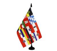 AZ FLAG - Bandiera da tavolo 16 landers dalla Germania 21 x 14 cm - Piccola bandiera dei Lander tedeschi da ufficio 100% poliestere con asta da 25 cm e base in plastica nera