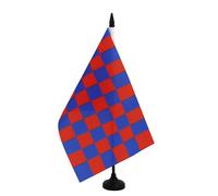 AZ FLAG - Bandiera da tavolo a scacchi rossa e blu 21 x 14 cm - Piccola bandiera a scacchi da ufficio 100% poliestere con asta di 25 cm e base in plastica nera