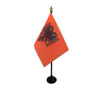 BANDIERA DA TAVOLO ALBANIA 15x10cm punta dorata - PICCOLA BANDIERINA ALBANESE 10 x 15 cm - AZ FLAG
