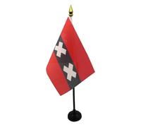 AZ FLAG Bandiera da Tavolo Amsterdam 15x10cm Punta Dorata - Piccola BANDIERINA Olandese - Paesi Bassi 10 x 15 cm