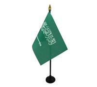 AZ FLAG Bandiera da Tavolo Arabia Saudita 15x10cm Punta Dorata - Piccola BANDIERINA Saudita 10 x 15 cm