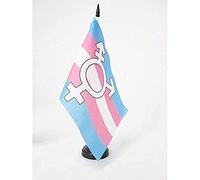 AZ FLAG Bandiera Da Tavolo Arcobaleno Orgoglio Transessuale Con Simbolo 21x14 cm - Piccola Bandierina Trangender - Rainbow Flag 14 x 21 cm