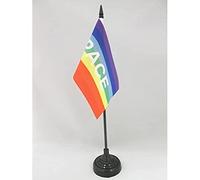 AZ FLAG Bandiera Da Tavolo Arcobaleno Pace 15X10Cm - Piccola Bandierina Pace - Rainbow Flag 10 X 15 Cm
